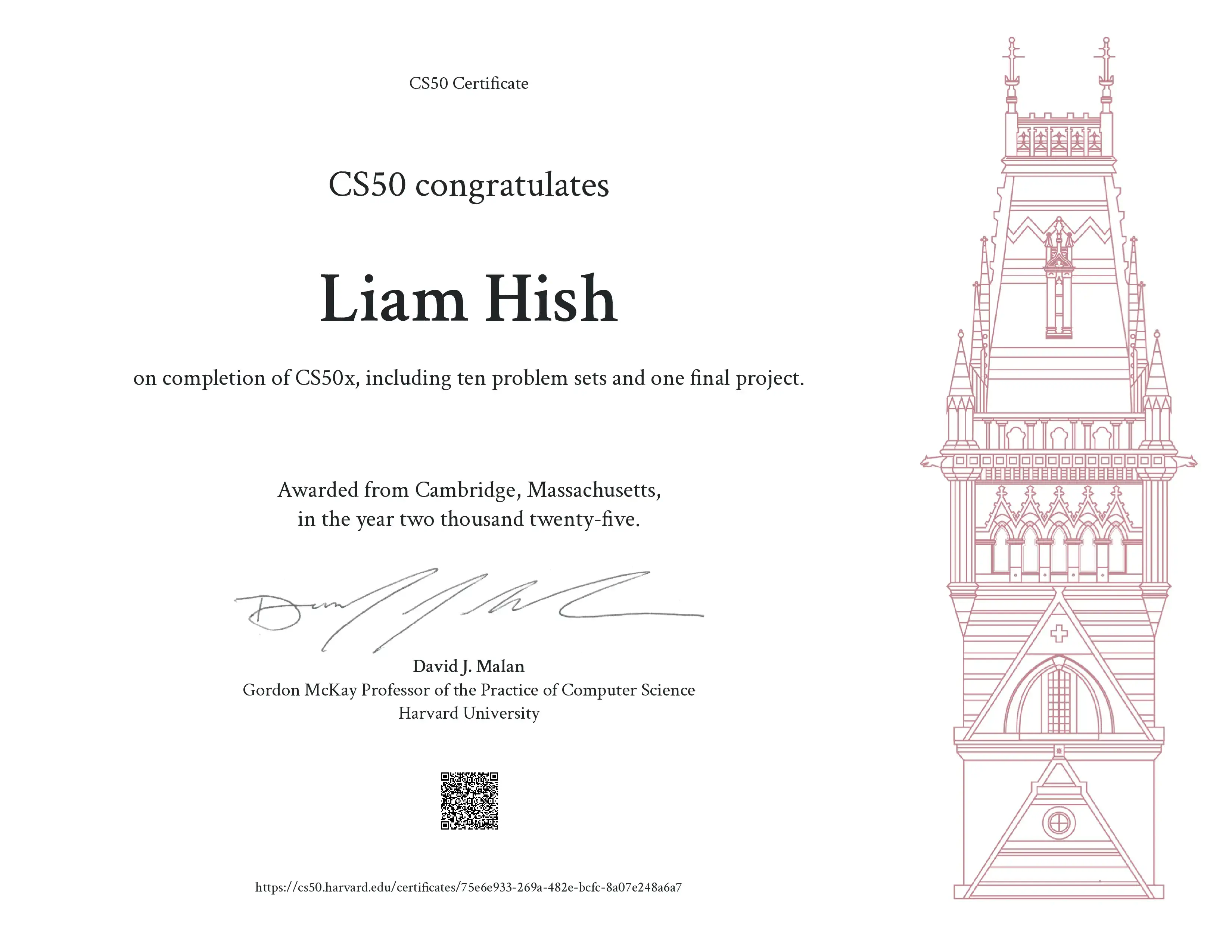 Cs50 certificate